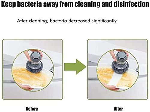 Soap Dispensing Dish Brush, Pressing Cleaning Brush with Built-in Liquid Storage, Dishwashing Lid Pot Brush for Tank Kitchen